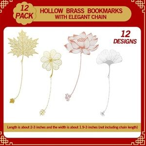 12 Metal Bookmark With Chain